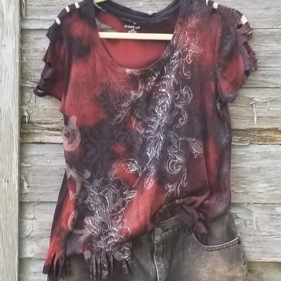 Rocker Floral Distressed Graphic Tee | Upcycled - Picture 1 of 6